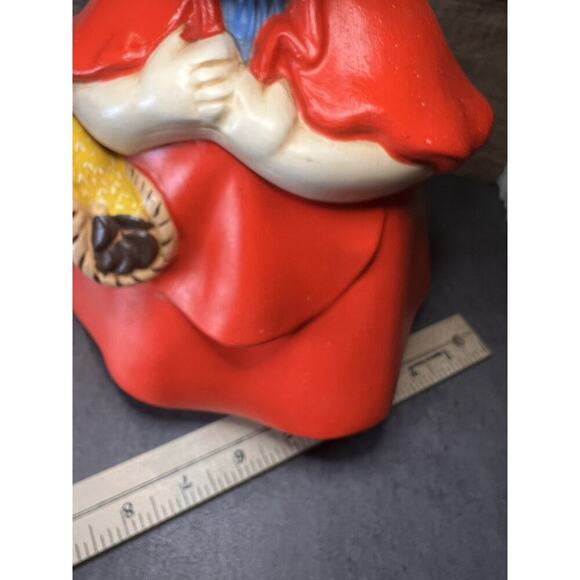 1970 Vtg Little Red Riding Hood Cookie Jar Hand Painted Ceramic Grannycore - Picture 14 of 16